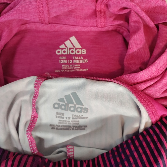 Adidas Girls 2PC Leggings Outfit Pink/Purple/Black- Size 12m - Picture 3 of 3